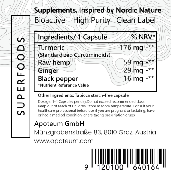 Full spectrum Curcumin + ginger & black pepper label