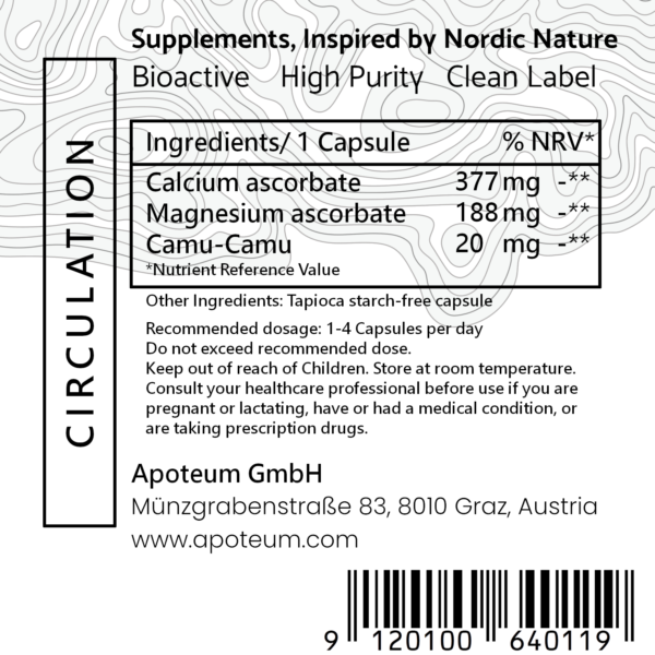 Circulation support + Magnesium & Camu-Camu label